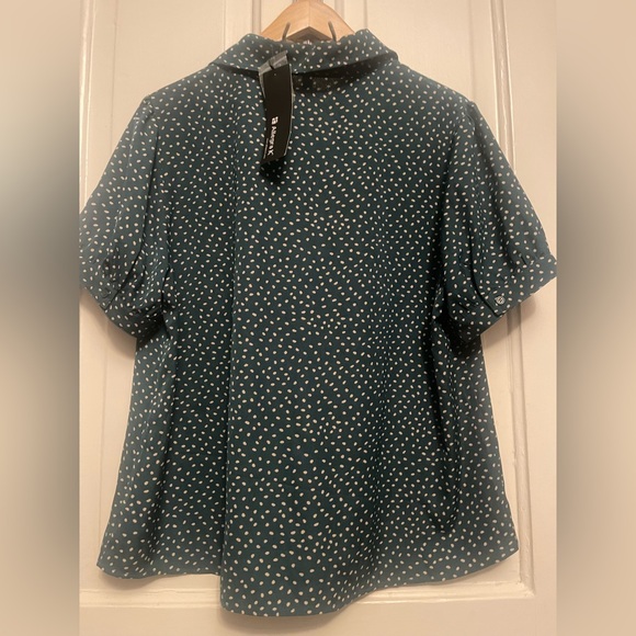 NWT Allegra K Teal and White Polka Dot Blouse 💚 - Picture 9 of 14
